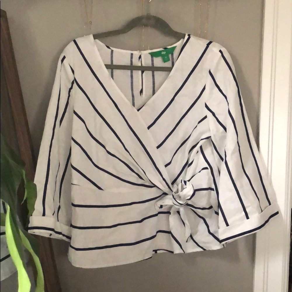 Wrap linen blend shirt